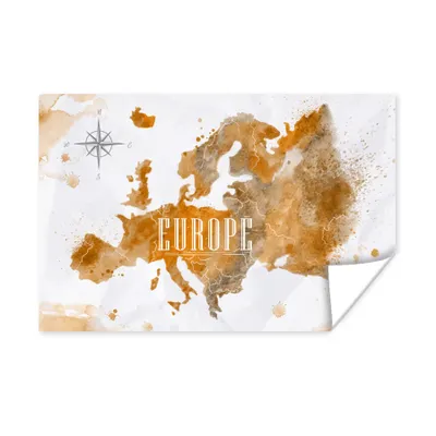 Obrázok produktu pre MuchoWow® Plagát - Mapa sveta - Európa - farebná - 30x20