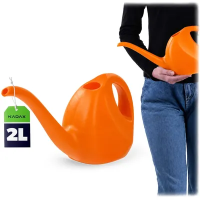 Produktbild von KADAX Gartengießkanne aus Kunststoff "Skien", Bewässerung, Blumen, Orange , 2L, 1 Stück
