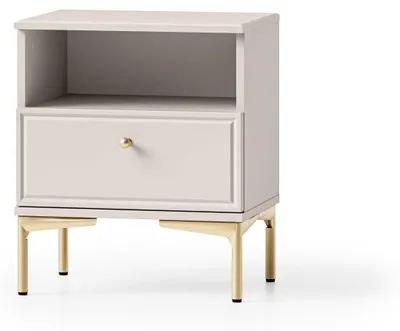 Produktbild von FURNLUX Nachttisch Sandro Beige 45 Cm / Hauptfarbe: Beige / Abmessungen: 45 x 53 x 34