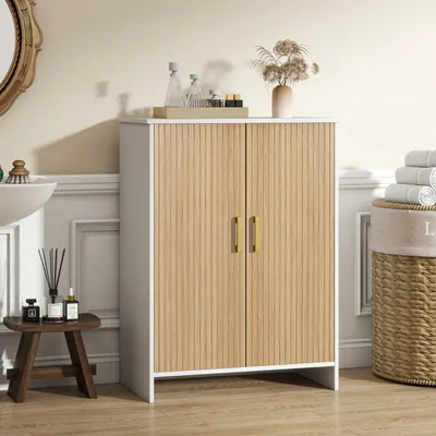 Waschtischunterschrank 30x60x80 cm, 2 Türen, 2 verstellbare Böden, weiß