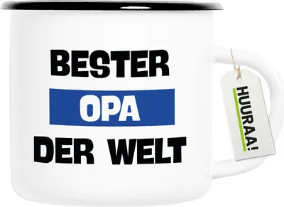 Produktbild von Huuraa Emaille Tasse Bester Opa der Welt 300ml Vintage Campingbecher Geschenkidee
