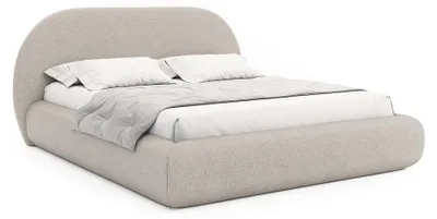 Produktbild von Homebook BUVIO – Polsterbett mit Bouclé-Bezug und Stauraum, Hellbeige, 180x200 cm