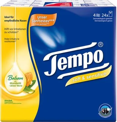 Produktbild von Tempo 830306, Weiß, Einfarbig, Box, 24 Stück(e), 240 mm, 90 mm