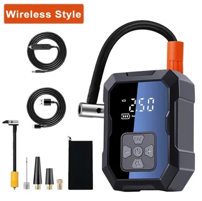 Produktbild von Kabelloser Mini-Luftkompressor 150 PSI mit digitalem Druckmesser, LED-Licht und USB-Ladefunktion