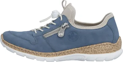 Produktbild von Rieker Damen Slipper Sneaker mit Reißverschluss und Keilabsatz N42G0, Größe:42 EU, Farbe:Blau