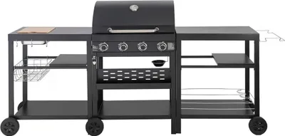 Produktbild von Gasgrill für Outdoorküche - 12 kW - 4 Brenner - Schwarz