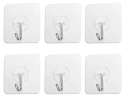 Immagine prodotto di Ganci adesivi - Set da 6 - Impermeabili - PVC e acciaio inox - Max 5 kg