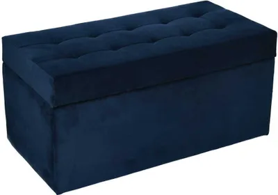 Obrázek produktu pro mg designová čalouněná stolička, 45x90 cm, barva tmavě modrá - měkký sedák, skládací s úložným prostorem (105 l), vydrží zatížení až 100 kg