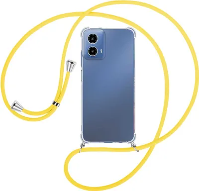 Produktbild von Handykette Backcover-Schutzhülle mit Band (Metall silberfarben) für Motorola Moto G34 5G - gelb