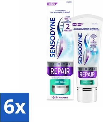 Obrázok produktu pre Sensodyne - Zubná pasta - Clinical Repair - Deep Clean - Dôkladné čistenie - 75 ml - Hodnotné balenie - 6 kusov