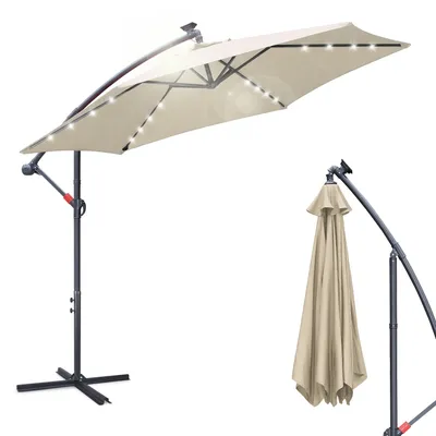Obrázek produktu pro Aopunly slunečník konzolový zahradní slunečník altán s LED osvětlením 300cm - béžový