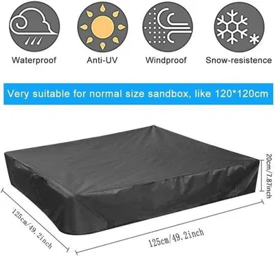 Productafbeelding van Waterdichte Zandbakafdekking 120 x 120 cm - Zwarte Oxford-stof met Trekkoord
