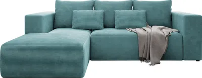 Produktbild von MIRJAN24 Ecksofa Stripes, Sofa mit Bettkasten und Schlaffunktion, L-Form, Rückenlehne in Form beweglicher Kissen (Farbe: Poso 26, Seite: Links)