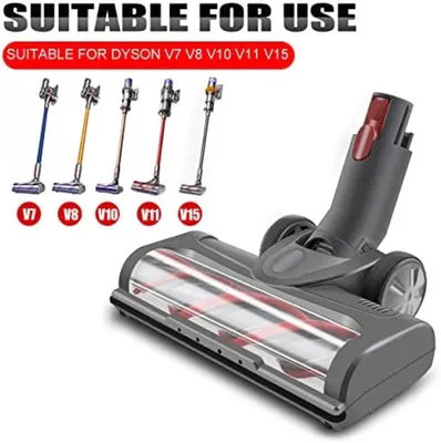 Produktbild von PromoHome® Elektrische Staubsaugerbürste mit LED-Beleuchtung – Motorisierte Rollbürste für alle Böden, kompatibel mit Dyson und mehr, Grau