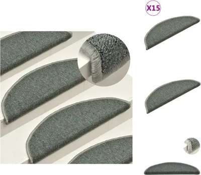 Zdjęcie produktu dla vidaXL Maty na schody 15 szt. Ciemnozielone 56x17x3 cm - Maty na schody