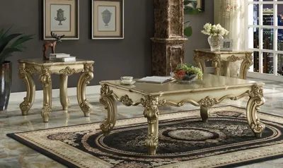 Immagine prodotto di Tavolino da caffè di design, tavolino ausiliario, mobile per il soggiorno, tavolo da salotto, stile barocco, stile rococò