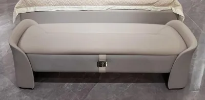 Produktbild von Grauer Schlafzimmer Hocker Holz Möbel Truhe Aufbewahrungs Truhen Fußhocker