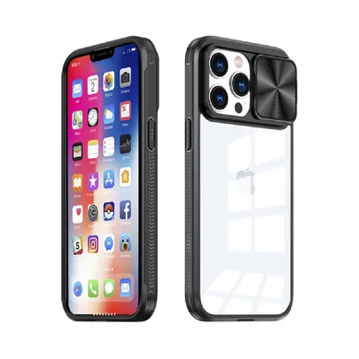 Image de CamSlider Case Housse avec protection pour appareil photo Bumper TPU Housse antichoc Housse pour téléphone portable compatible avec iPhone 15 Plus Noir
