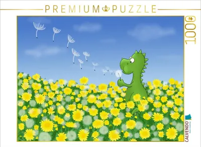 Produktbild von CALVENDO Puzzle Drache mit Pusteblume | 1000 Teile Lege-Größe 64x48cm Foto-Puzzle für glückliche Stunden
