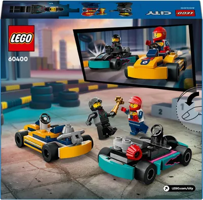 Immagine prodotto di LEGO City Go-Kart con piloti da corsa, set con 2 minifigure di piloti da corsa e auto da corsa, giocattolo per auto da 5 anni per bambini e bambine, regalo divertente per bambini 60400