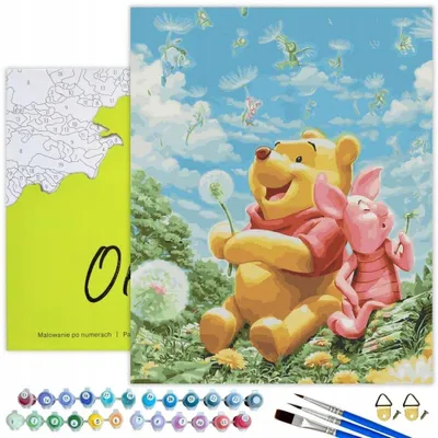 Immagine prodotto di Oh Art! Dipingere con i numeri - Winnie the Pooh e Pimpi 40x50 cm - Set completo di tela con telaio in legno, colori acrilici, pennelli e accessori - Regalo