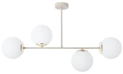 Produktbild von Deckenlampe Siena Kaschmir Gold 4-flammig – Moderne Deckenleuchte mit weißen Glasschirmen E14 für Wohnzimmer und Esszimmer
