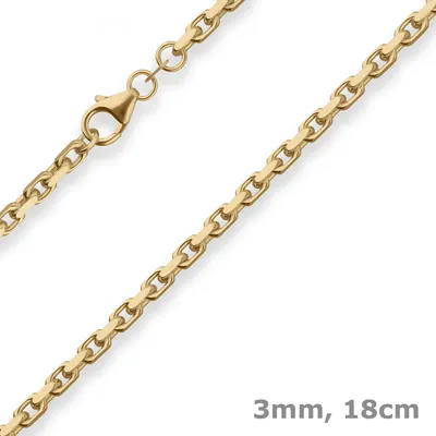 Produktbild von 3mm Armband Ankerkette diamantiert Armschmuck aus 585 Gold Gelbgold 18cm