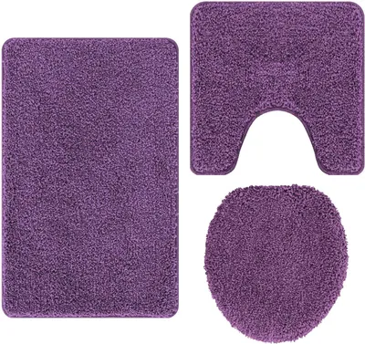 Produktbild von vidaXL Anti-Rutsch Badematten-Set 3 stk. Lila 50 x 80 cm PP