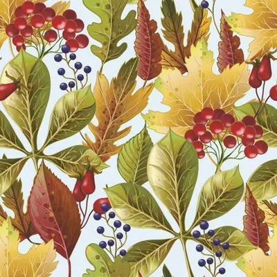 Produktbild von 20 Servietten Rowanberry and Forest Leaves – Beeren und Blätter im Herbst 33x33cm