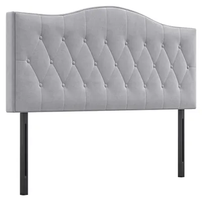 Produktbild von Kopfteil Bett gepolstert Samt grau Bettkopfteil Rückenlehne 185 x 134 cm