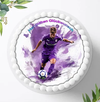 Produktbild von Für die Geburtstags Torte ein Tortenaufleger, Zuckerbild mit dem Motiv: Fußball, Essbares Foto für Torten, Fondant, Ø 20cm, 2205z