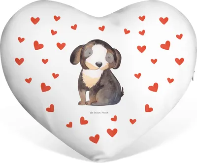 Produktbild von Mr. & Mrs. Panda Kuschelkissen Hund Entspannen - Weiß - Geschenk, Liebe, Sofakissen, Dekokissen, Schmusekissen, Süß, Herz Kissen, Liebeskissen, Sprüche, Niedlich
