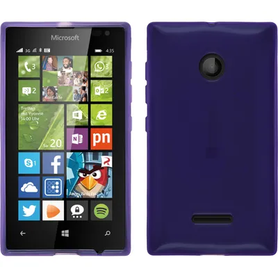 Produktbild von PhoneNatic Case kompatibel mit Microsoft Lumia 435 - lila Silikon Hülle transparent + 2 Schutzfolien