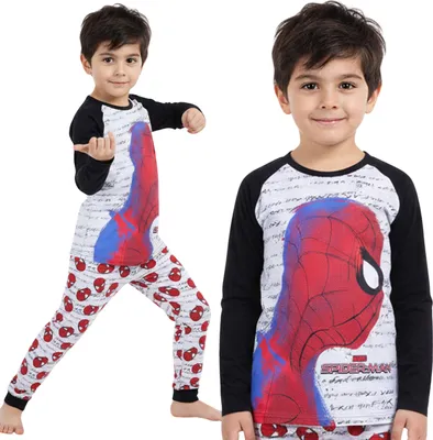 Produktbild von MARVEL Spider-Man Zweiteiliger Schlafanzug für Jungen, Baumwoll Pyjama mit langen Ärmeln für Jungen Größe: 1,5–2 Jahre 92 cm