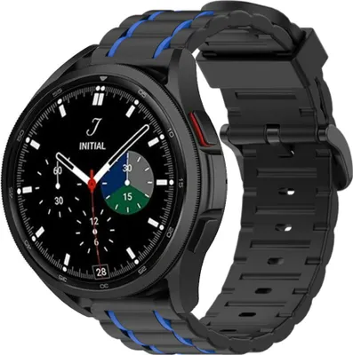 Produktbild von Strap-it Samsung Galaxy Watch 4 classic 46mm Sportschnallenband (Schwarz/Blau)