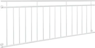 Obrázek produktu pro ECD Germany Francouzský balkon, 90x225 cm, s 16 výplněmi, bílý mat a hrubý, práškově lakované ocelové zábradlí balkonu