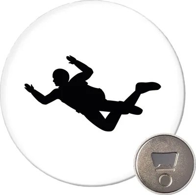Produktbild von Huuraa Magnet Skydiving Silhouette 59mm Kühlschrankmagnet rund Flaschenöffner Geschenkidee