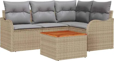 Obrázek produktu pro vidaXL Zahradní set křesel a pohovky, 5 kusů, béžová barva, polyratan