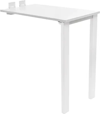 Image de Table pliante murale - Table à manger - Plateau 75 x 40 cm - Console en L - Peu encombrante - Bois - Blanc