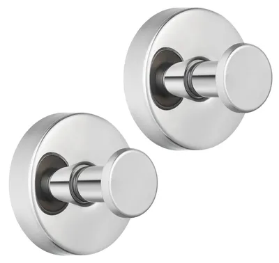 Produktbild von Saugnapfhaken für Dusche/Badewanne, robust, abnehmbar, für Handtücher, Bademäntel, Luffaschwämme – kein Bohren erforderlich, Edelstahlhaken für Glas, Spiegel, Fliesen, Küche (2 Stück), verchromt
