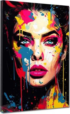 Produktbild von Pop Art Frau Colour Splash Leinwandbild Wandbild Kunstdruck XL Wanddeko: 60x80x2cm