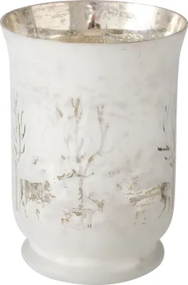 Produktbild von Windlicht Winta groß H20cm weiß 3 Hirsche gold Weihnachts-Kerzen Teelicht-Halter