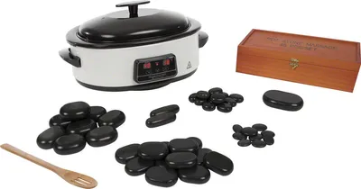 Produktbild von Hot Stone Hotstone Massagesteine Set klein inkl. Wärmegerät und 45 Steinen