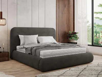 Produktbild von MKS MEBLE Polsterbett BENEA CLASSIC 160 x 200 cm mit Bettkasten & Gasdruck-Lift-Stauraum & Federleisten Multipocket Matratze - ELORI LUX - Dunkelgrau Velvet