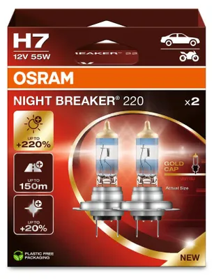 Immagine prodotto di Osram Night Breaker 220 Lampadine per auto H7 12 V 55 W, confezione da 2 pezzi