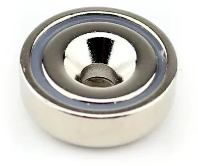 Produktbild von 20 Neodym Flachgreifer Topfmagnete mit Bohrung und Senkung Ø20x7 mm N35 - Haftkraft 9 kg / 90 N