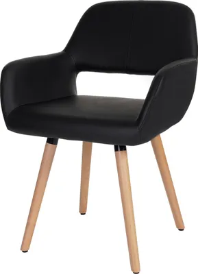Image de Chaise de salle à manger HWC-A50 II, chaise de cuisine, design rétro années 50 ~ similicuir, noir, pieds clairs