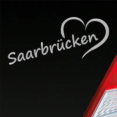 Produktbild von Auto Aufkleber Saarbrücken Herz Stadt City Liebe Love 20x8 cm Silber Sticker Heckscheibenaufkleber