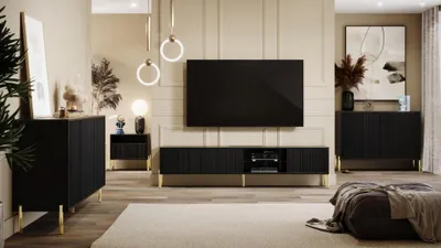 Produktbild von Designer Wohnzimmer Wohnwand TV-Lowboard Möbel Sideboard Beistelltisch Set