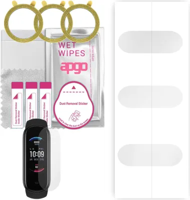 Produktbild von apgo 3 Stück Schutzfolie, klar, kompatibel mit Amazfit Band 5 Smartwatch, Hydrogel Displayschutzfolie mit Positionierhilfe, Displayfolie, robust und kratzfest